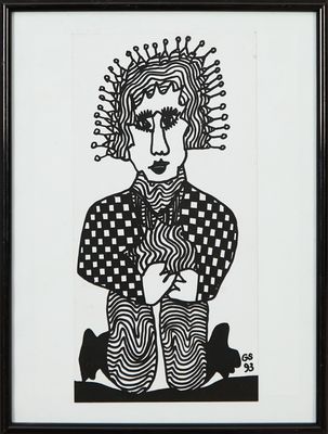 une image d'un dessin en noir et blanc d'une femme
