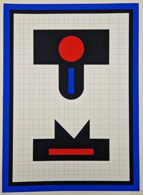 an image of a black and red painting on a white wall