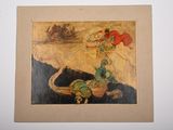 an image of a painting of a woman and a man on a horse
