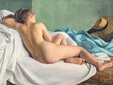 une peinture représentant une femme nue allongée sur un lit