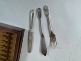 three forks and a knife on the table