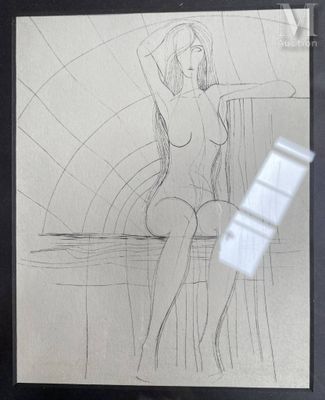 École du XXIe Femme nue Estampe