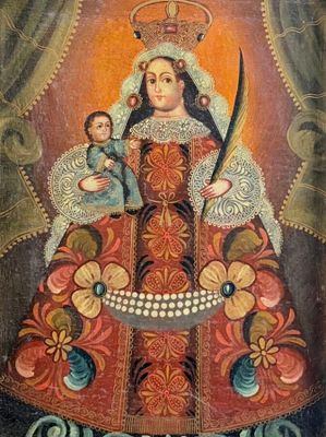 École de Cuzco XIXème Vierge à l'enfant