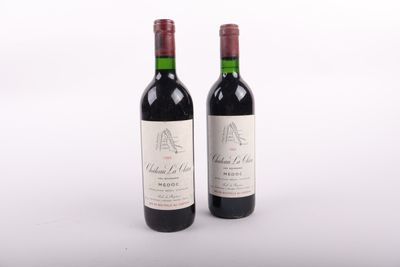 deux bouteilles de vin rouge posées l'une à côté de l'autre sur une surface blanche