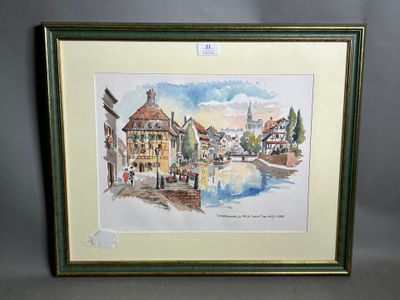 une image représentant une aquarelle illustrant une scène urbaine