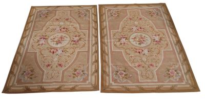 pair of antique french aubusole rugs in good condition