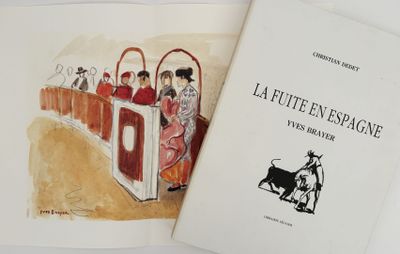 a picture of a book with a picture of people riding on a train