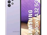 a close up of a purple samsung galaxy a32 with a hand holding it