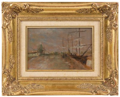 an image of a painting of a ship on the water