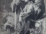 an image of a drawing of a man and a woman sitting on a rock