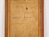 an old picture of a wooden frame with writing on it