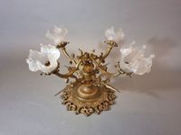 Plafonnier en bronze de style néo-gothique à 4 bras de lumiè…