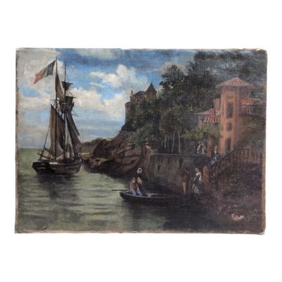 ECOLE FRANCAISE début XXème Pornic, l'arrivée dans le port a…