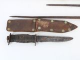 several different types of knives are displayed on a white surface