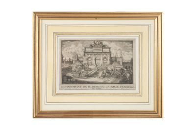 un dessin représentant un bâtiment surmonté d'une horloge