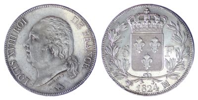 une pièce d'argent surmontée d'une couronne