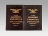 un vieux livre avec un aigle doré sur la couverture et un livre noir avec un aigle doré au dos
