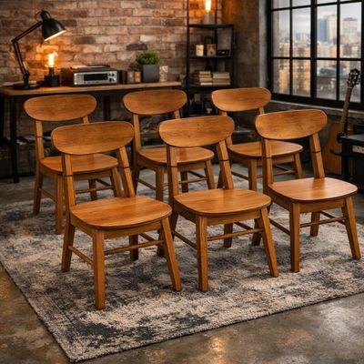 Lot de 6 chaises en bois teck neuves - Poids env.