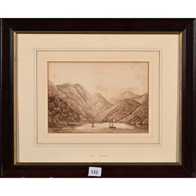 une image représentant un dessin d'un bateau sur un lac