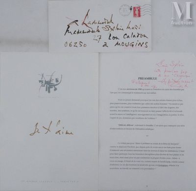 MATHIEU Georges (1921-2012) Lettre manuscrite, 1992