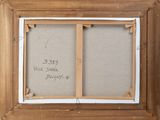 a painting of a wooden frame with a drawing on it