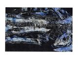 peinture abstraite en noir et blanc représentant un bateau sur un plan d'eau