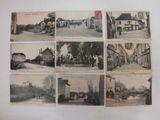 several old postcards of old photos of a town in the middle of the 20th century