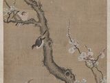 an image of a painting of a tree with birds flying over it