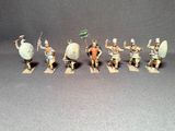 seven figurines of men with spears and shields