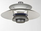 an image of a white and blue light fixture hanging from a ceiling