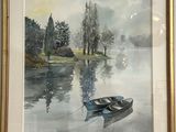une image d'un tableau représentant un bateau sur l'eau