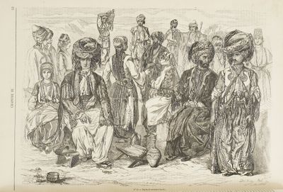 un dessin en noir et blanc d'un groupe de personnes