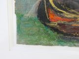 une image d'un tableau représentant un bateau sur l'eau