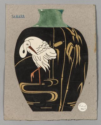 une image représentant un vase orné d'un oiseau