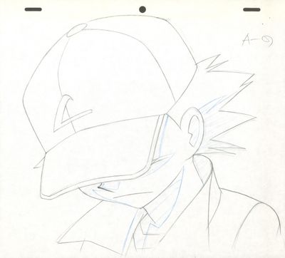 dessin représentant un homme portant une casquette de baseball, un costume et une cravate