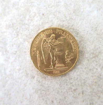 a gold coin with a picture of a man and a dog on it
