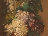 peinture d'un vase de fleurs sur une table dans une pièce