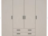 une armoire blanche à deux tiroirs et deux portes