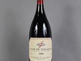 a bottle of red wine sitting on top of a table