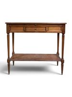 Console en bois naturel, ouvrant par un tiroir et une tirett…