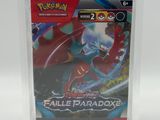 a close up of a pokemon trading card in a clear box