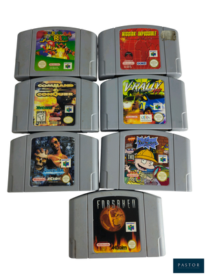 six cartouches de jeux Nintendo empilées les unes sur les autres