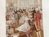 a picture of a drawing of a man and woman in a ballroom