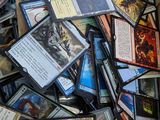 a lot of cards in a box on the floor