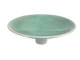une assiette verte avec un fond blanc sur un fond blanc