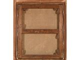 a painting of a wooden frame with a message on it