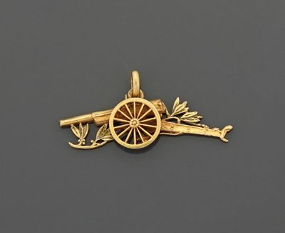 Pendentif en or jaune18K 750 millièmes représentant un canon…