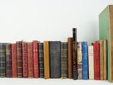 a lot of books that are sitting on a shelf