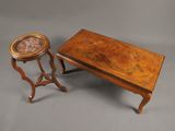 pair of 19th century french marquet table and side tables