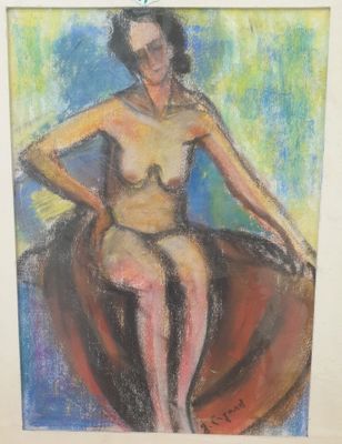 Gérard FAGARD (1938-2021) Nu au drap rouge